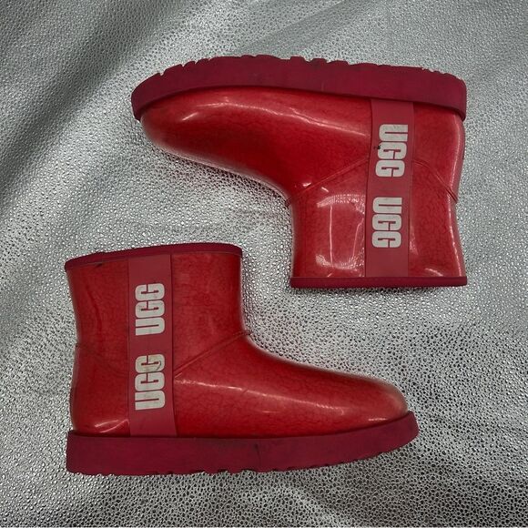 UGG Classic Clear Mini Samba Red Boots Size 8 - Picture 5 of 13